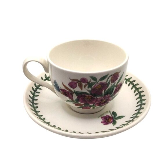 Portmeirion Botanic Garden "December" Teacup & Saucer Set With Purple Hellebore - Picture 3 of 14